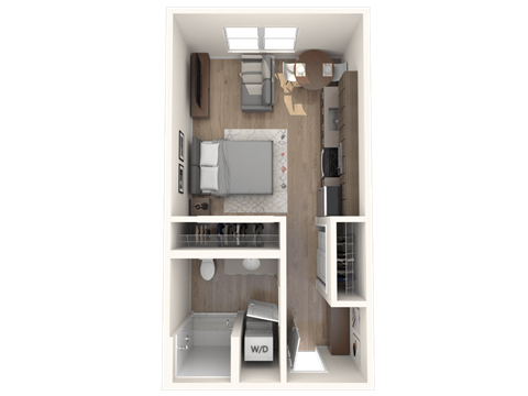 Floor plan for studio, 1 bath, 442 sqft